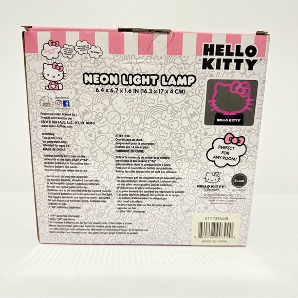 Hello Kitty Neon Light Lamp Decorative Night Light 6.4 x 6.7 x 1.6 Inches - Picture 7 of 9
